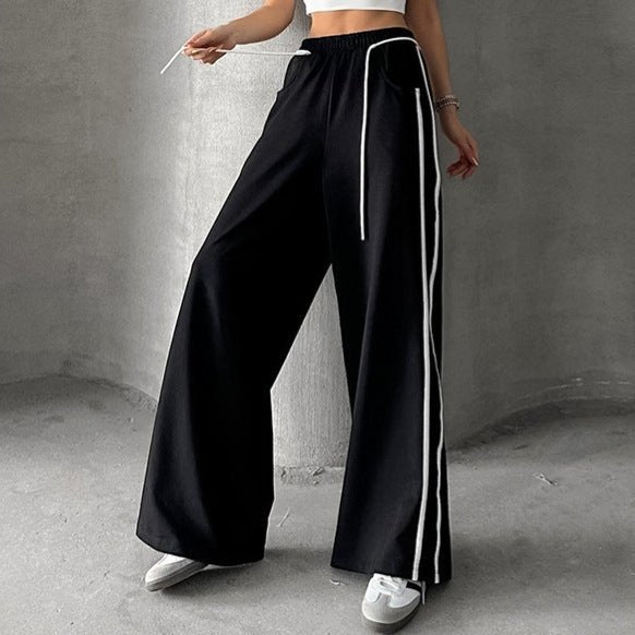 Drawstring Contrast - color Casual Pants For Women - Eshtree