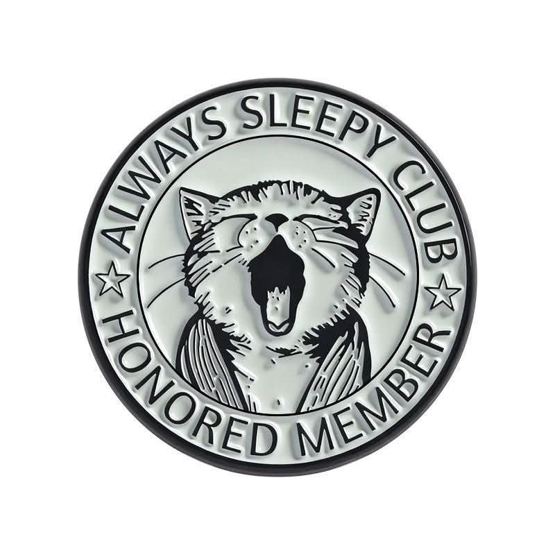 Drowsy Kitten Brooch Yawning Cat - Shaped Badge - Eshtree