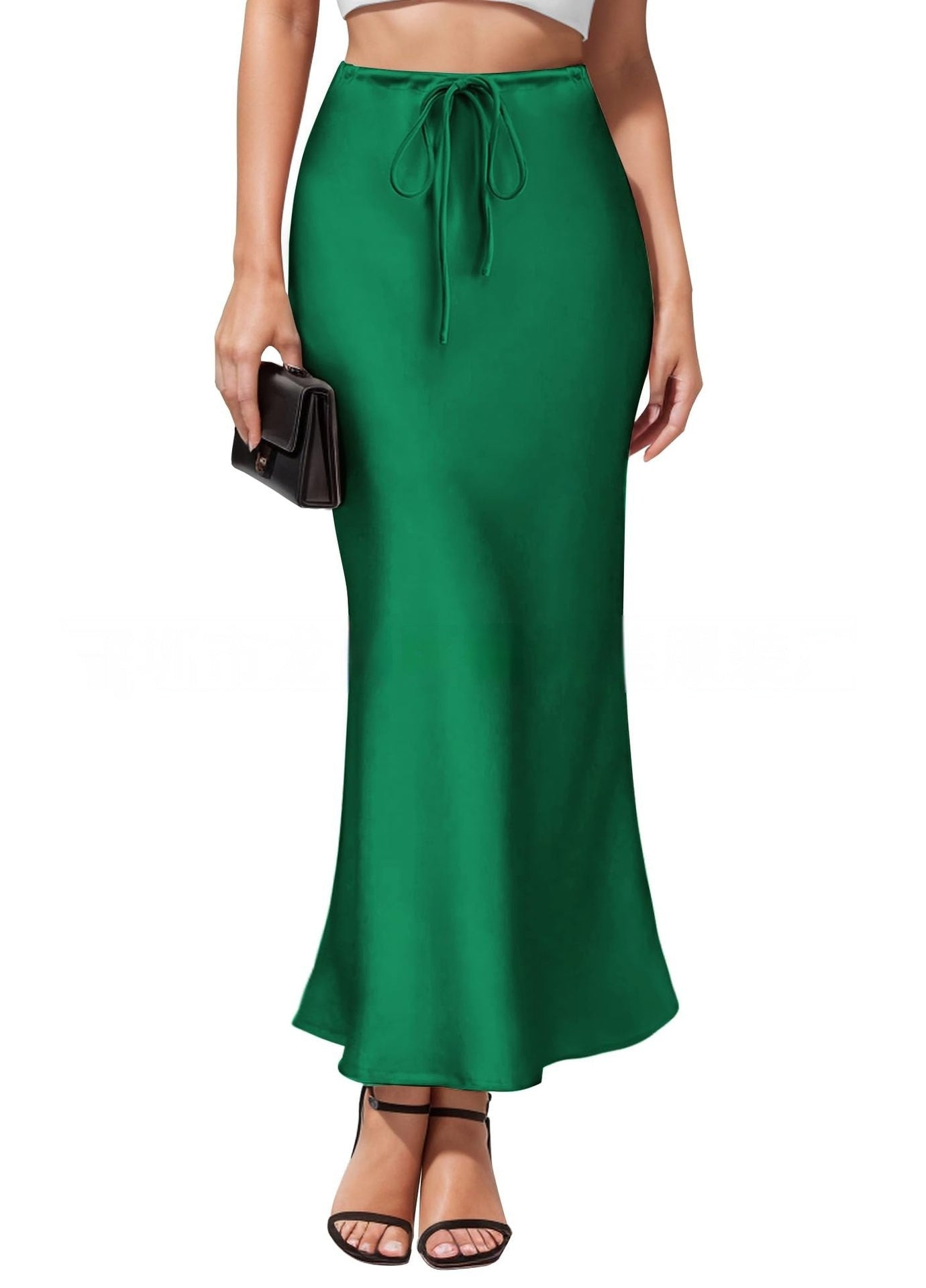 Intellectual Irregular Acetate Satin Skirt Elegant High Waist