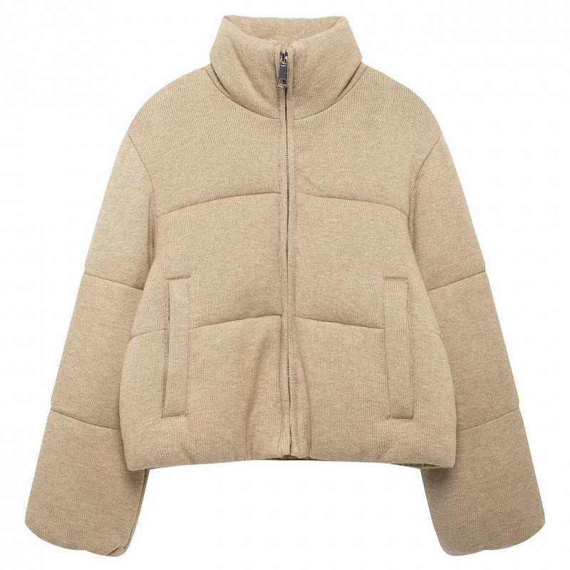 European And American Fashion Stand Collar Long Sleeve Cotton Jacket Coat