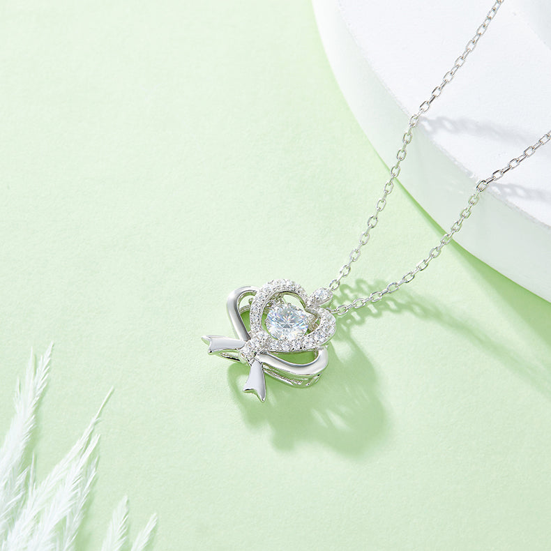 Set With Top-quality Moissanite, This Luxurious And Fashionable Light Luxury Trend Jewelry Necklace Pendant Is Made Of S925 Silver Electroplated With Platinum
