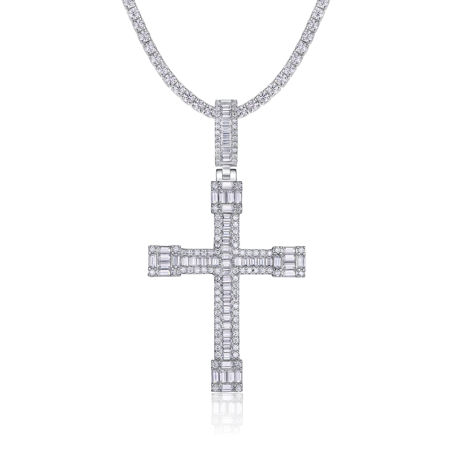 Set With Top-quality Moissanite, This Luxurious And Fashionable Light Luxury Trend Jewelry Necklace Pendant Is Made Of S925 Silver Electroplated With Platinum