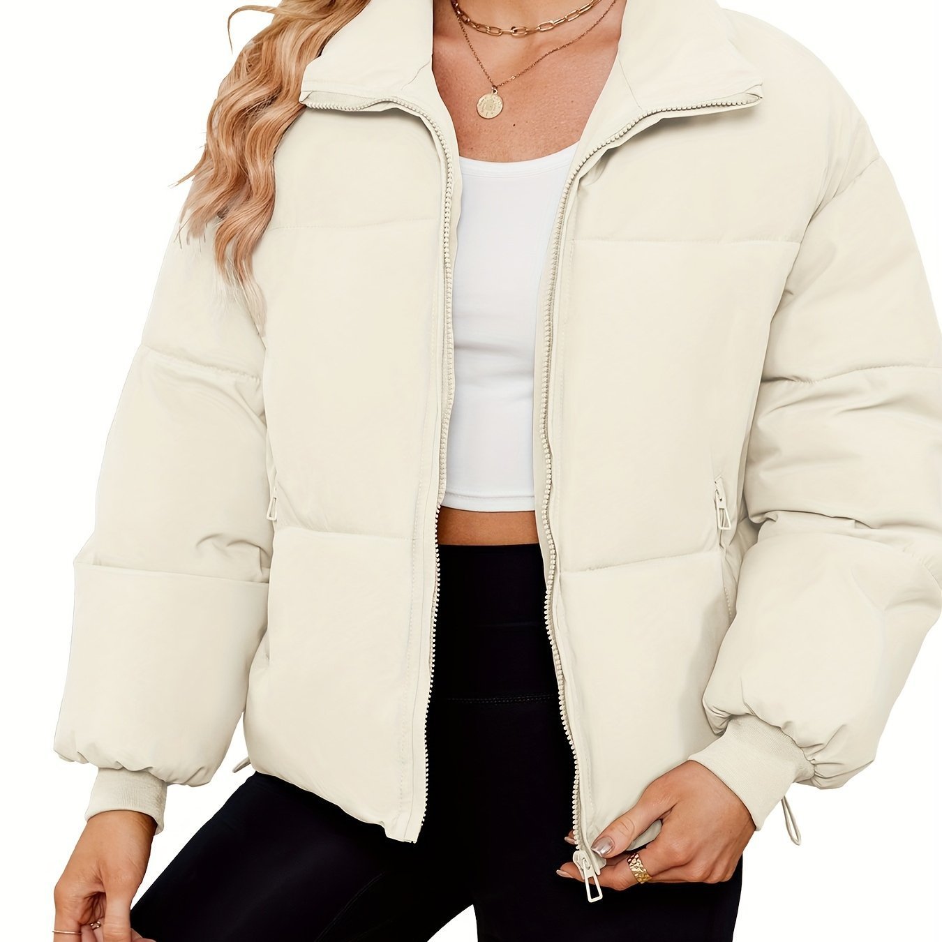 Women's Lightweight Quilted Down Jacket Casual Long Sleeve