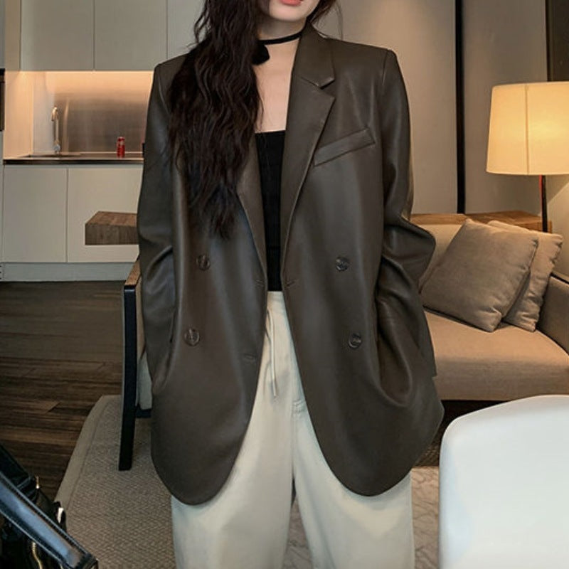 High-end Loose Casual Black Stylish Coat