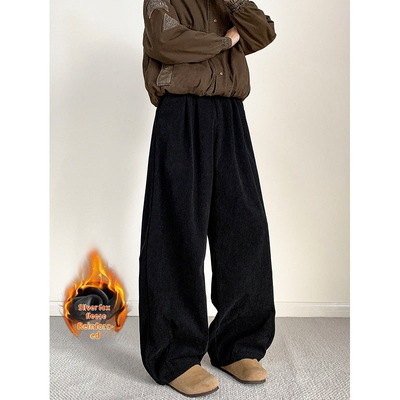 Old-money-style Japanese Retro Pleated Corduroy Casual Pants