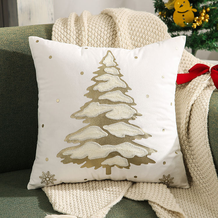 Embroidered Bronzing Christmas Tree Pillowcase