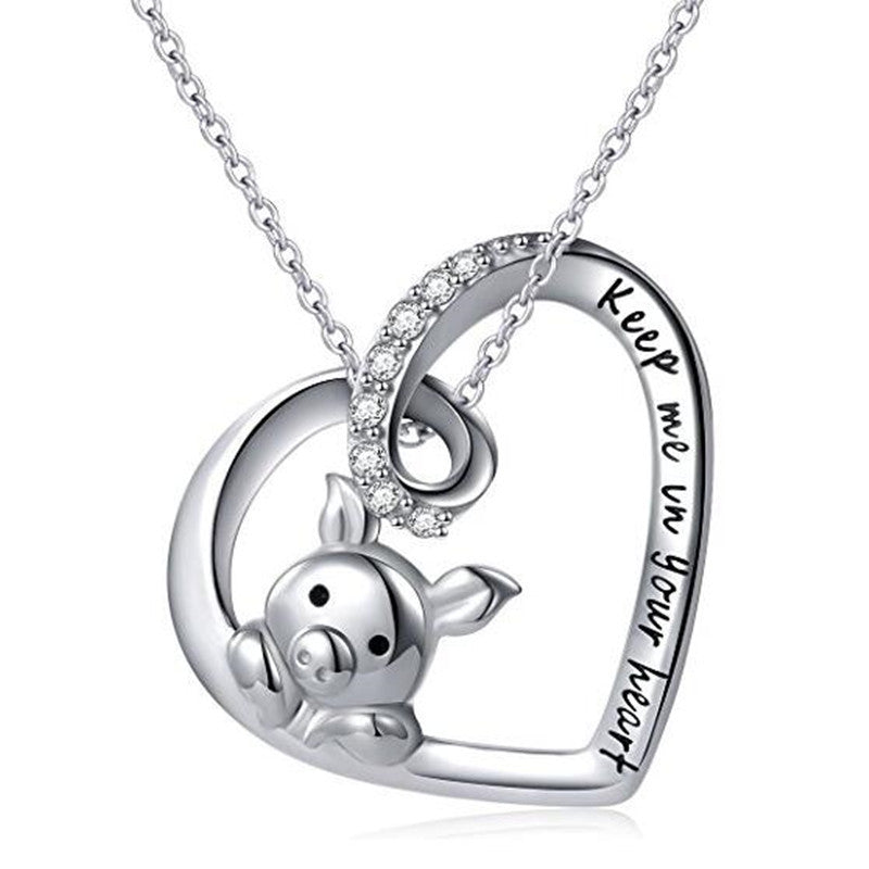 925 Sterling Silver Necklace With A Little Pig Pendant, Single Pendant For Women