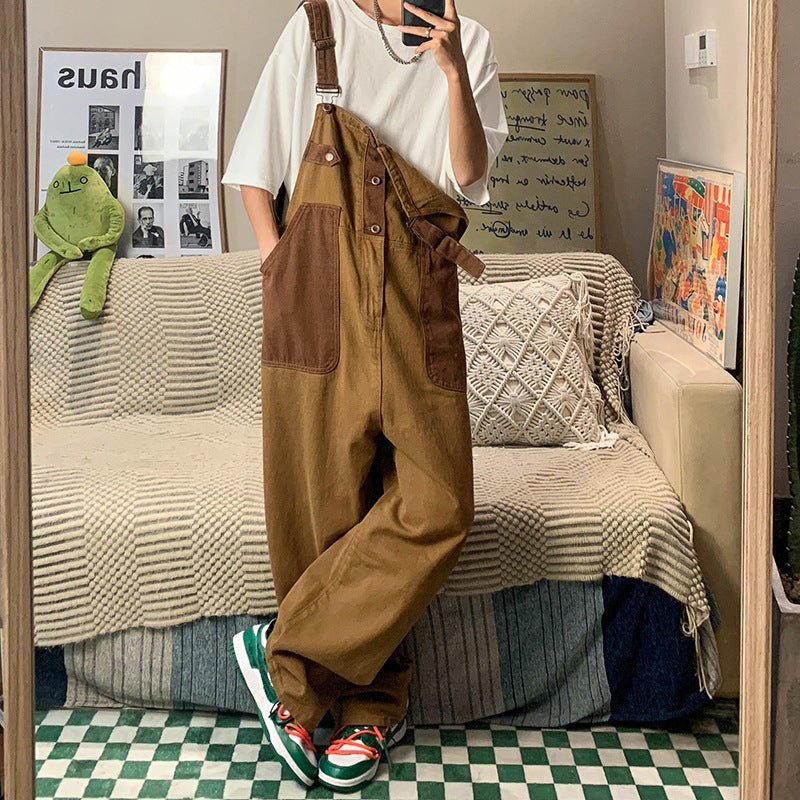 Men's Vintage Casual Wide-leg American Overalls