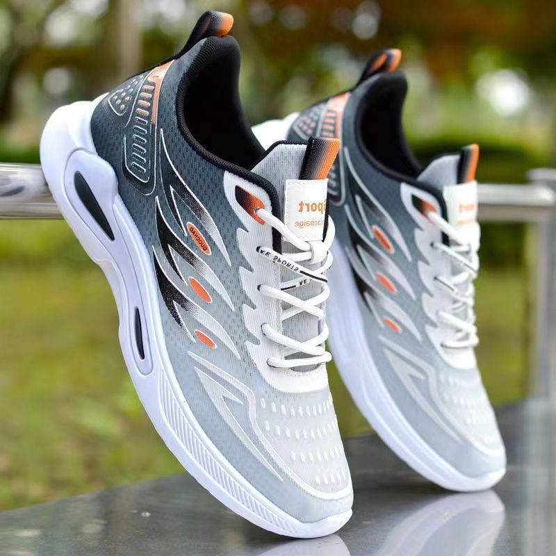 Ice-silk Breathable Trendy Mesh Sports And Casual With Soft Soles Non-slip Mens Running Shoes