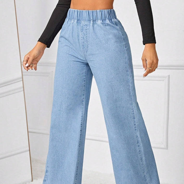 New High-waisted Wide-leg Loose-fit Retro Draping Straight-leg Long Pants