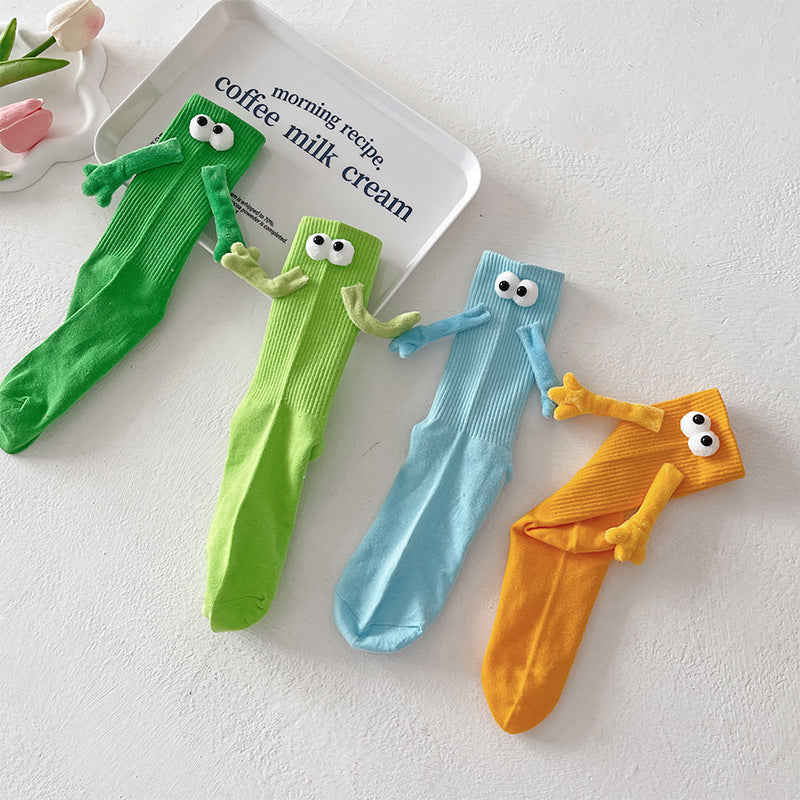 Cute Magnet Bunching Socks Women's Solid Color