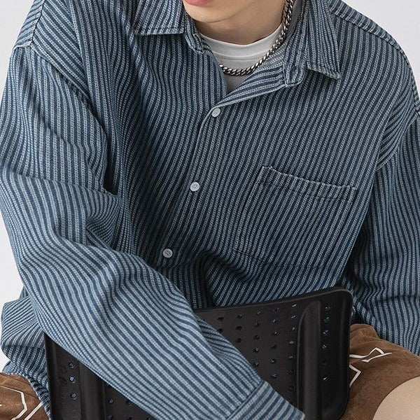 Denim Shirt Men's Shirt Early Outdoor Casual Blue Overalls