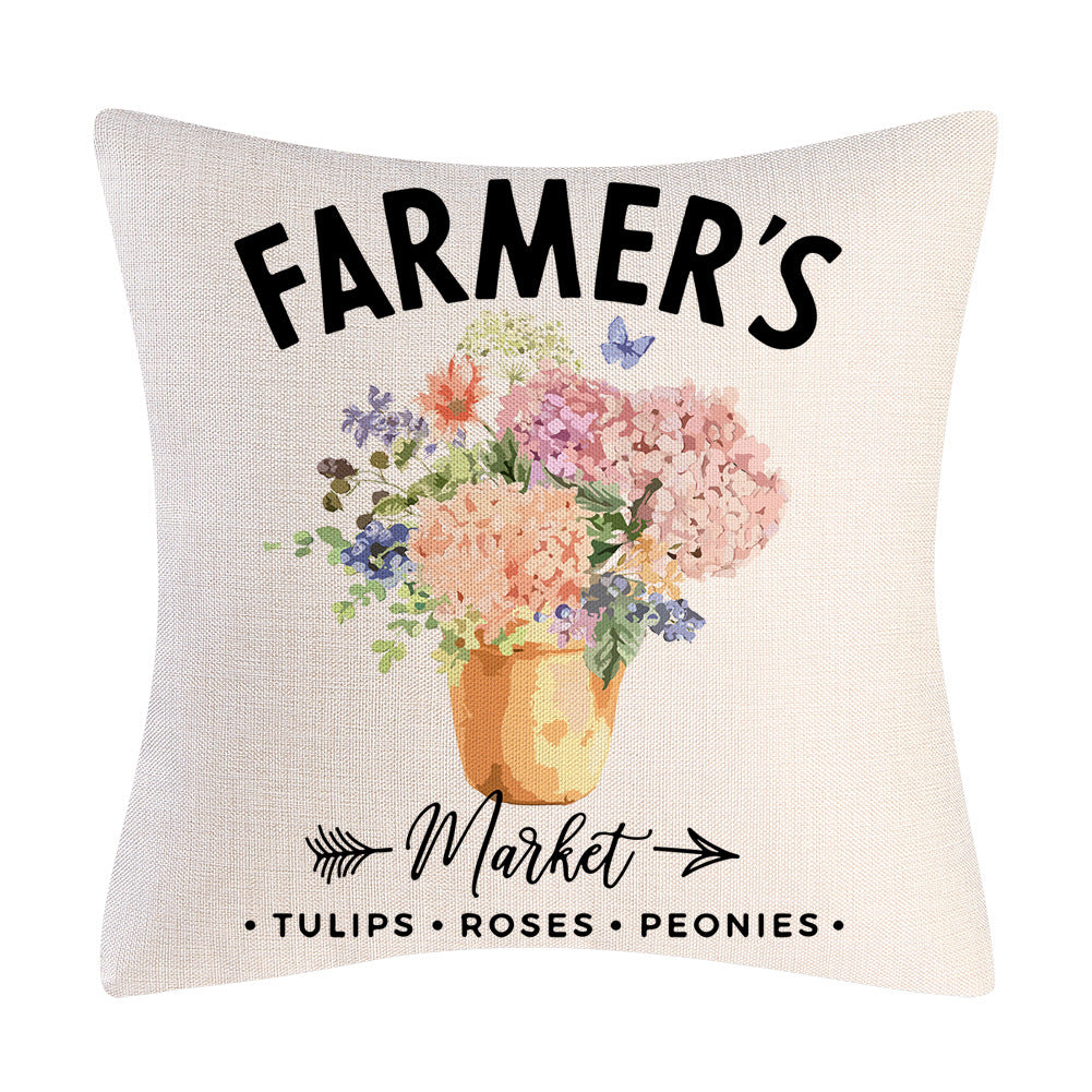 Tulip Farm Bike Flower Cushion Pillowcase