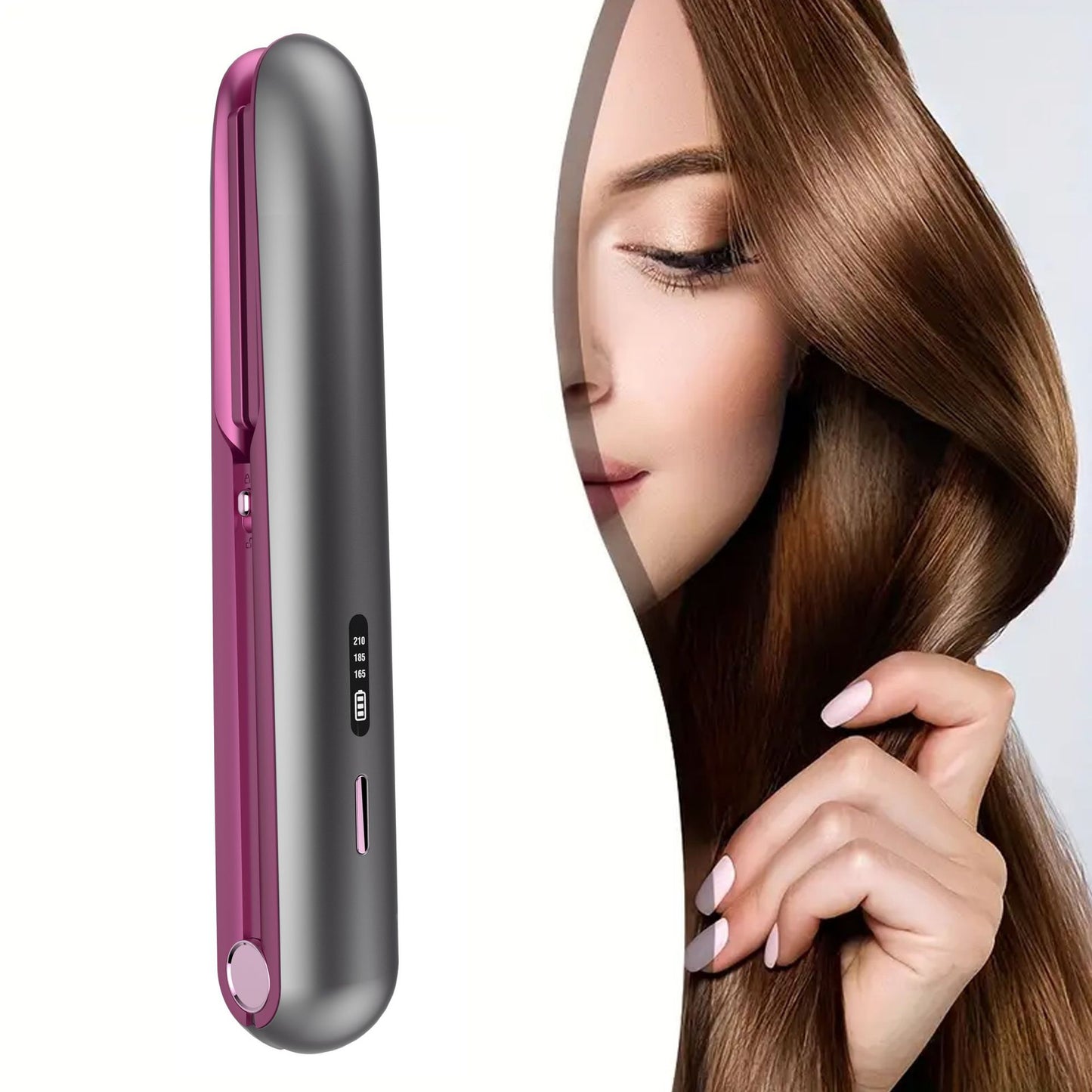 Wireless Charging Plywood Bangs For Curling Or Straightening Small Hair Straightener