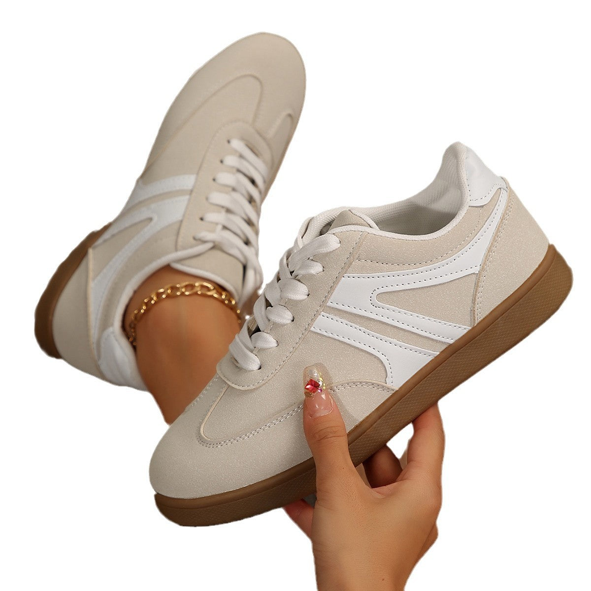 Womens Retro Casual Round-Toe Sports Running Flats