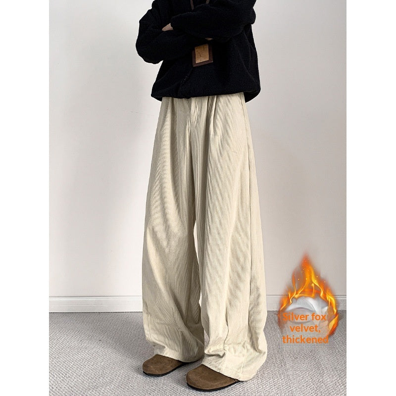 Old-money-style Japanese Retro Pleated Corduroy Casual Pants