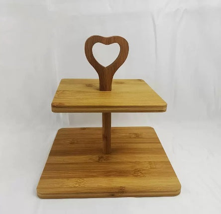 Bamboo Three-layer Cake Inventory Heart Snacks Wooden Tray Kitchen Tools