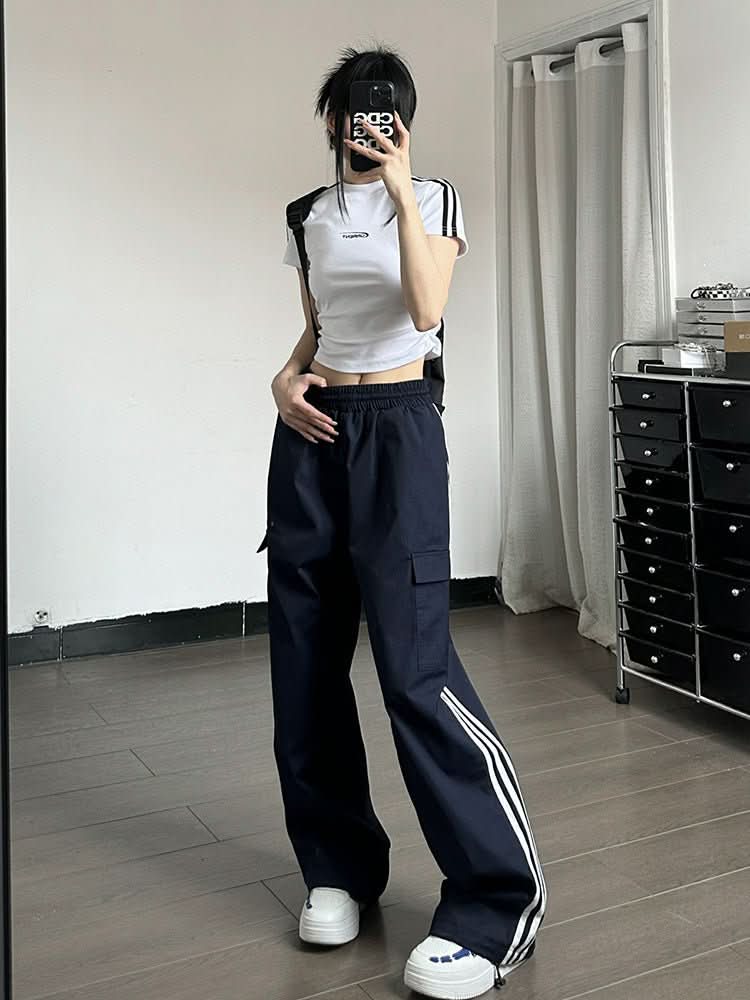 Elastic High Waisted Drawstring Casual Pants For Women - Eshtree