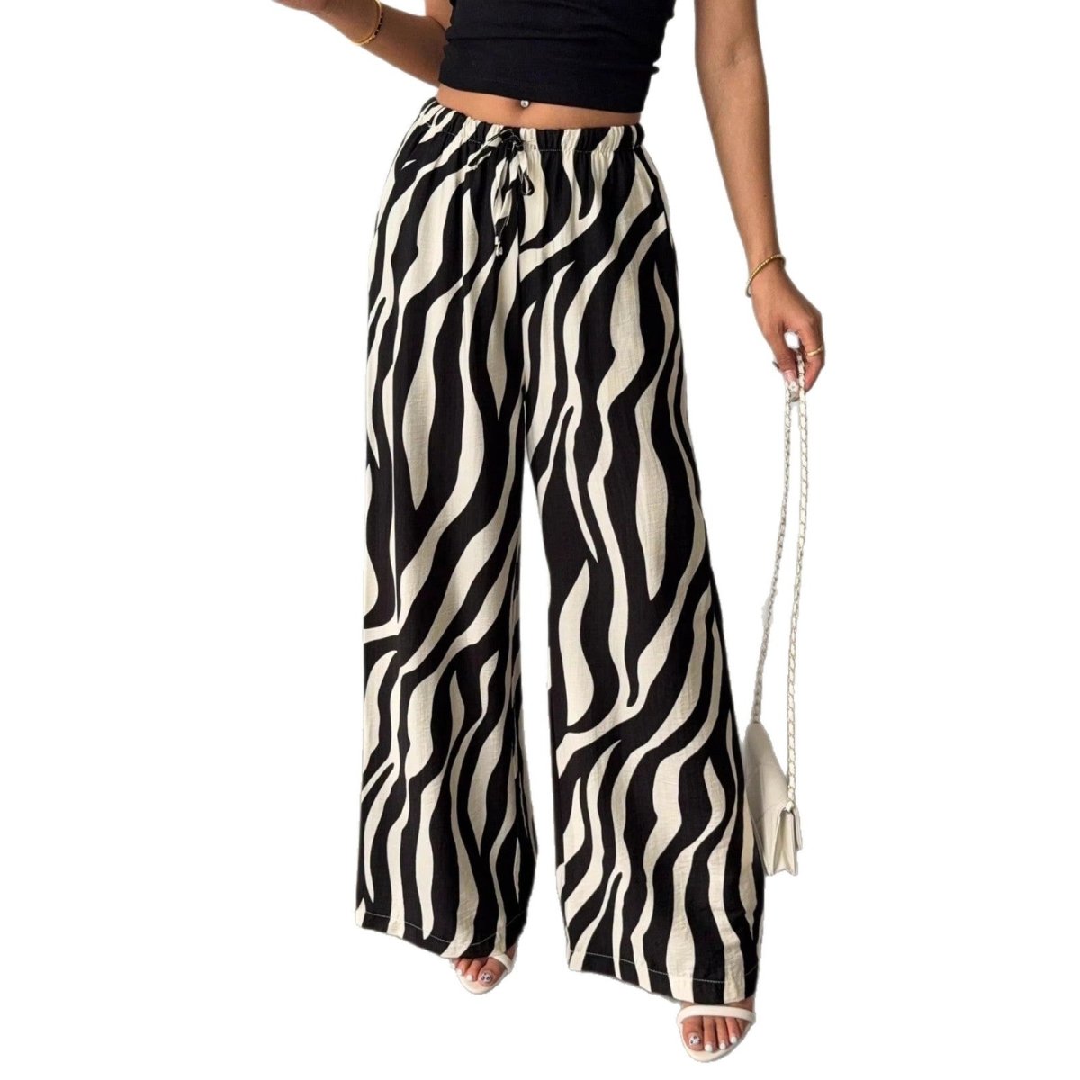 Elegant Printed Wide - Leg Pants For Women - Eshtree