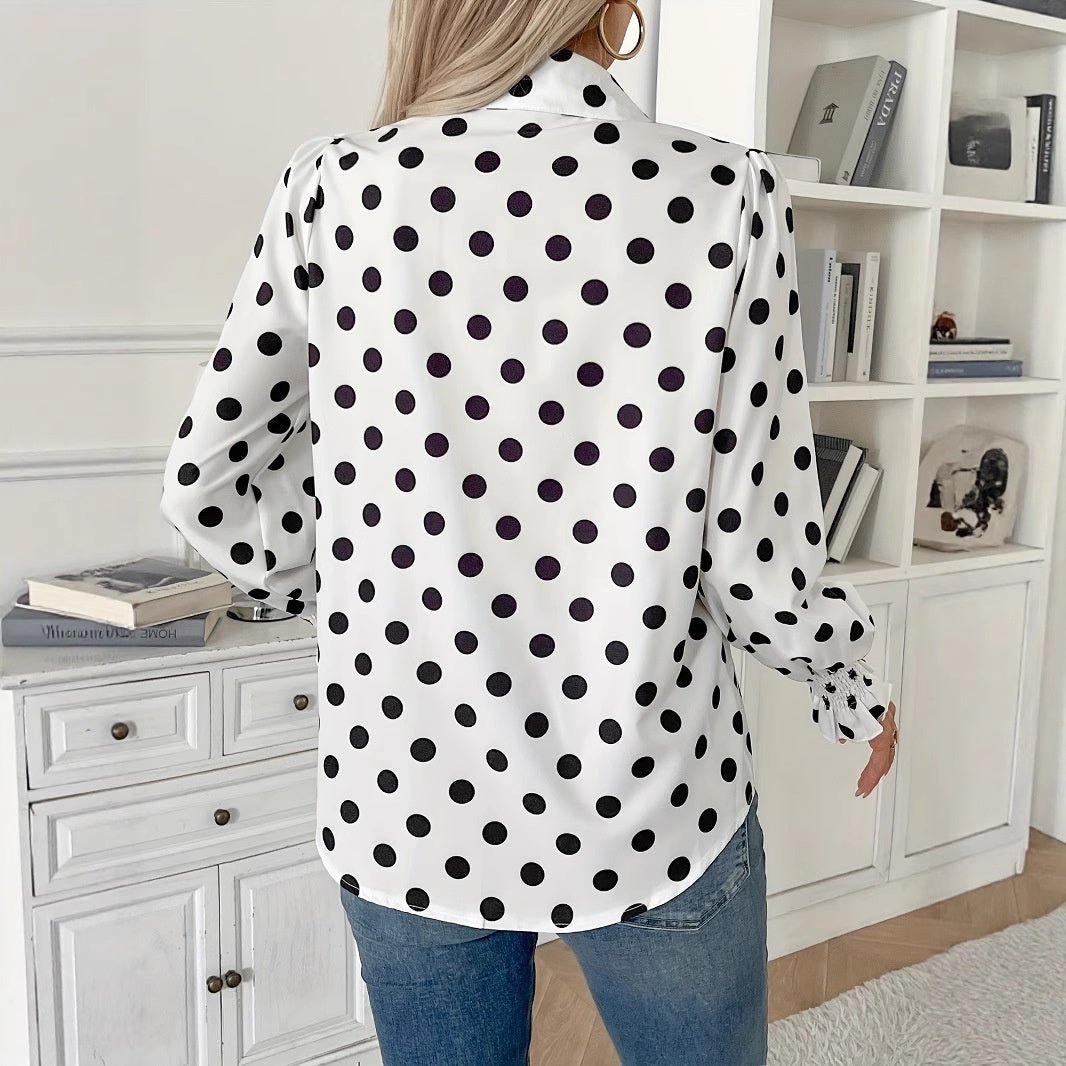 Elegant Womens Polka - dot Printed Minimalist Everyday Blouse - Eshtree