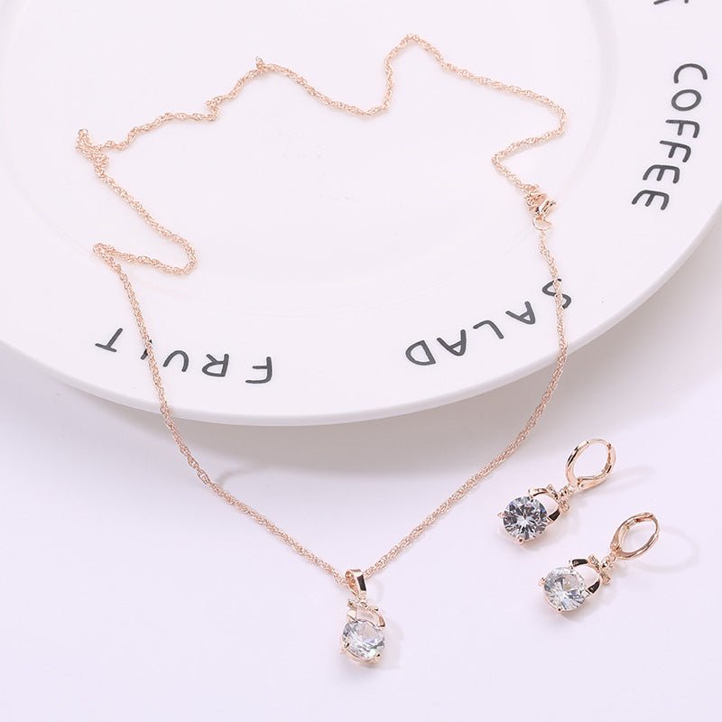 , Europe and America new jewelry, crystal earrings, jewelry set, Korean version of the bride necklace, gold - plated butterfly pendant - Eshtree