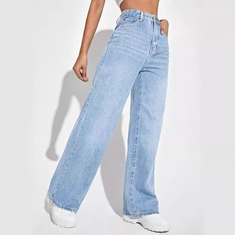 European And American Ladies Jeans High Waist Slim Straight - Eshtree