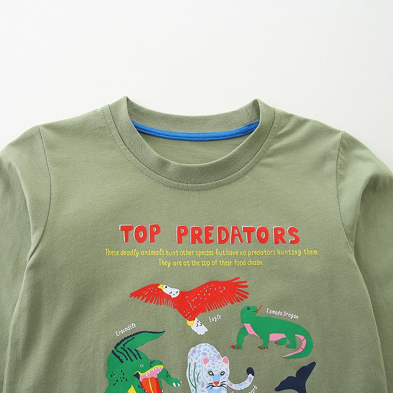 European And American Style Boy's Long - sleeved T-shirt Cartoon Animal Print Children Shirt Autumn - Eshtree