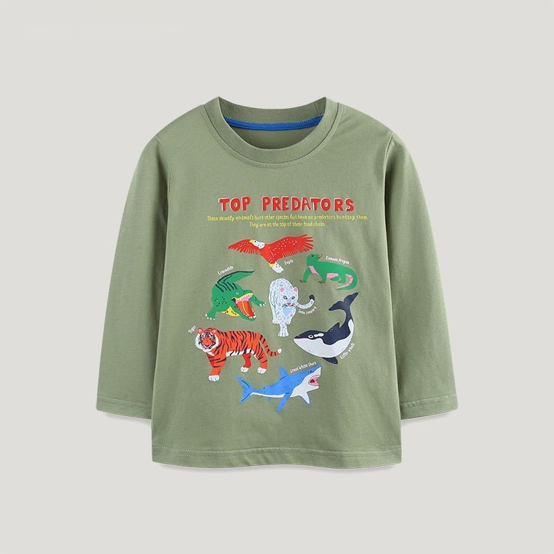 European And American Style Boy's Long - sleeved T-shirt Cartoon Animal Print Children Shirt Autumn - Eshtree