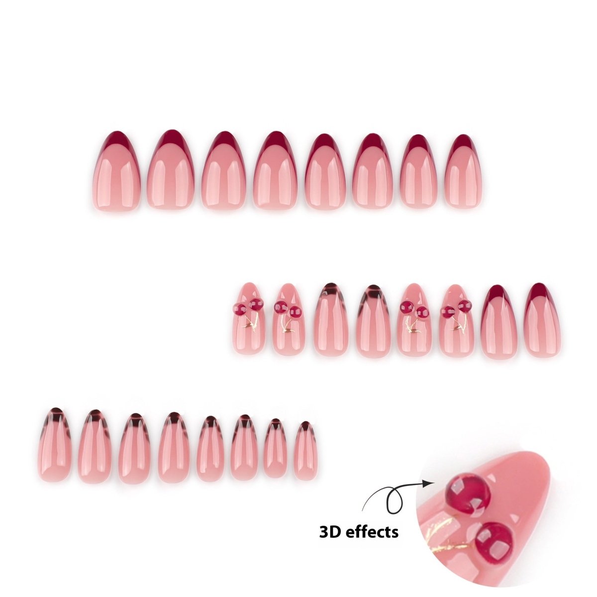 European And American Wear Nail Almond Nail Cherry Nail Tips - Eshtree