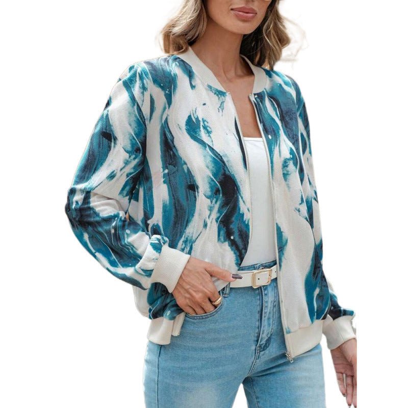 European And American Women's Fashion Printed Zipper Jacket - Eshtree