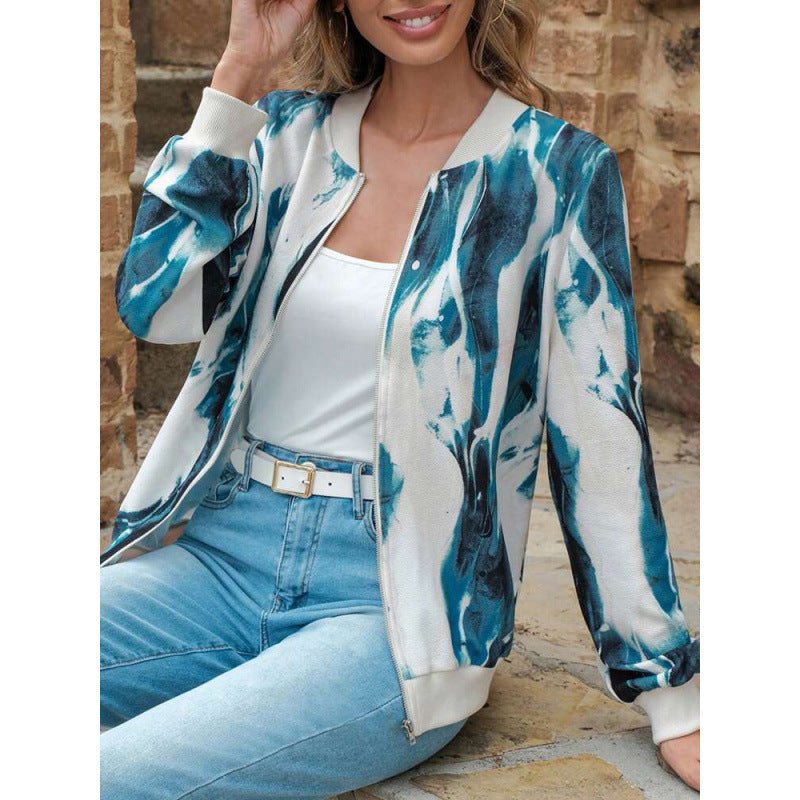 European And American Women's Fashion Printed Zipper Jacket - Eshtree