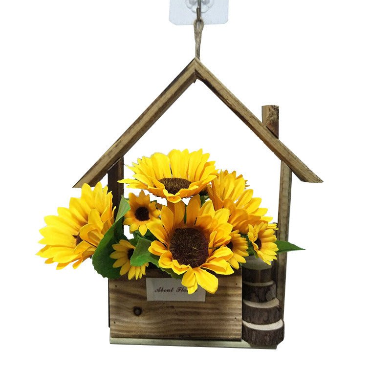 European Style Wooden Hanging Pot Wall Decoration Creative Wall Hanging Flower Pot Flower Basket Home Living Room Wall Decoration Wall Hanging Flower Pot - Eshtree