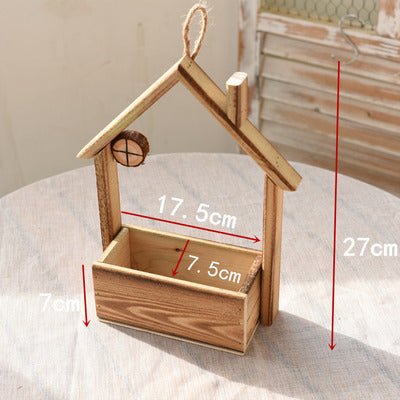 European Style Wooden Hanging Pot Wall Decoration Creative Wall Hanging Flower Pot Flower Basket Home Living Room Wall Decoration Wall Hanging Flower Pot - Eshtree