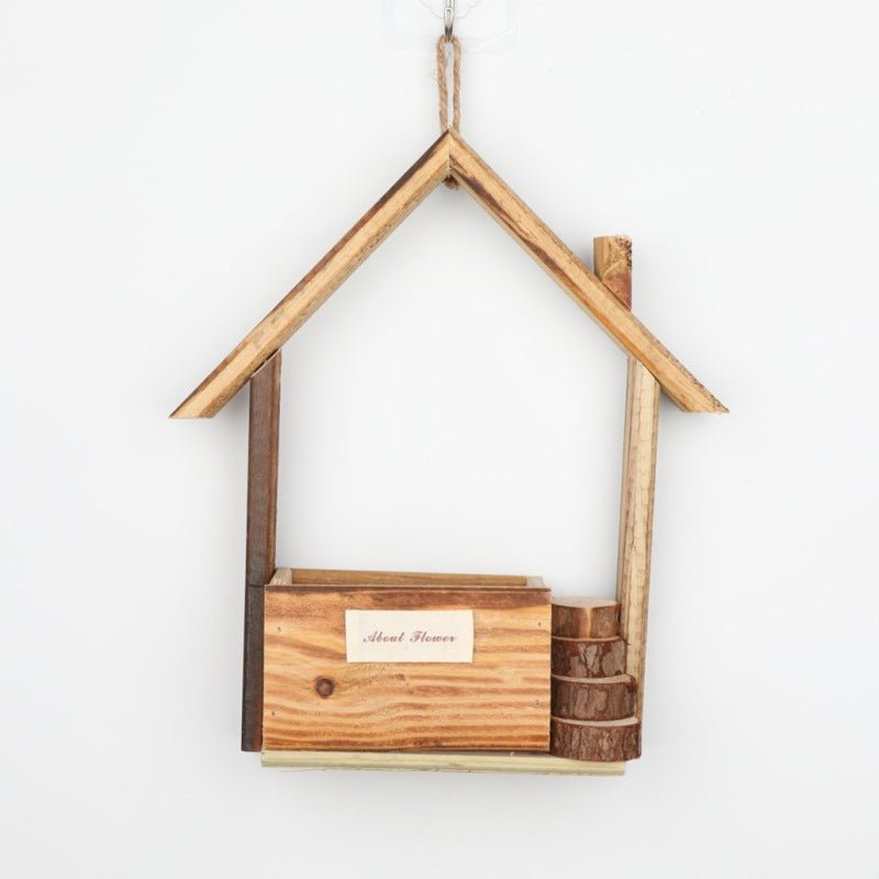 European Style Wooden Hanging Pot Wall Decoration Creative Wall Hanging Flower Pot Flower Basket Home Living Room Wall Decoration Wall Hanging Flower Pot - Eshtree