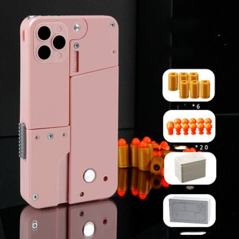 Harmless Folding Pistol Bullet Automatic Shell Throwing Toy Creative Soft Mobile Phone Appearance Gun Outdoor Interactive Kid Gift