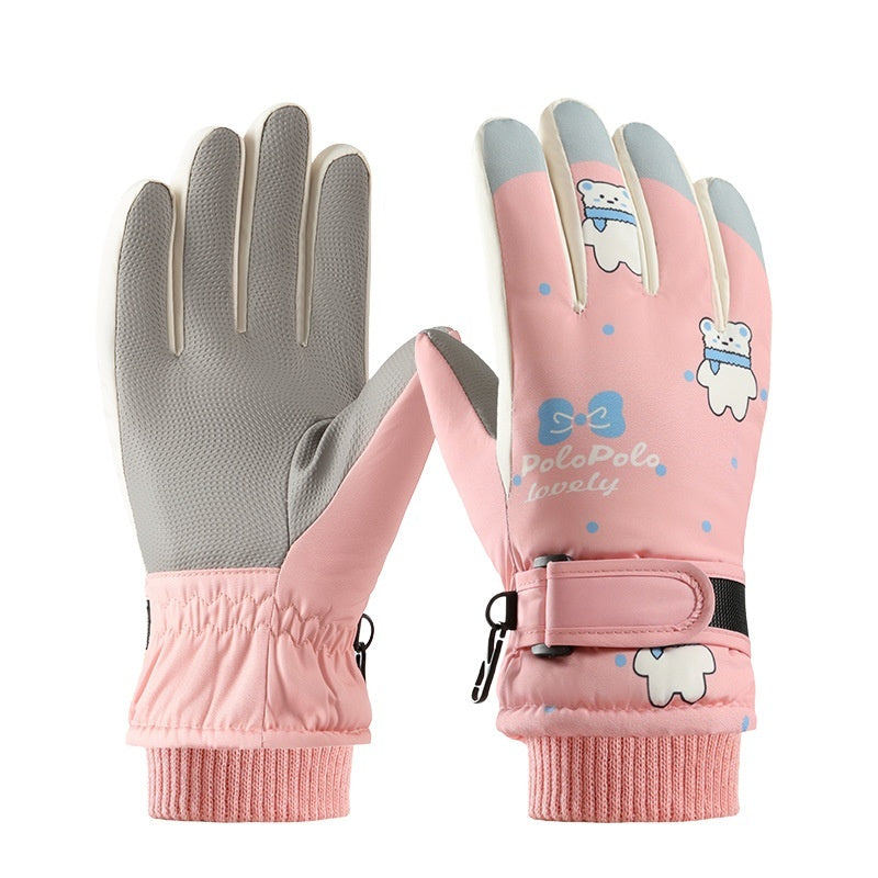 Skiing Fleece-lined Touch Screen Riding Five Finger Gloves