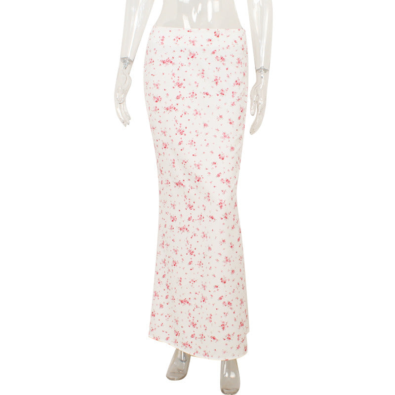 Printed, Figure-hugging Mermaid Midi Skirt