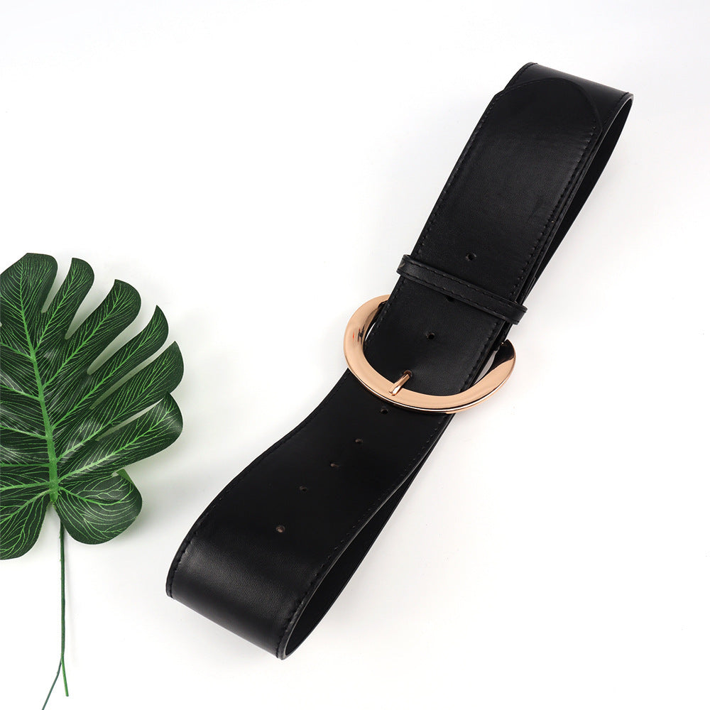 Metal Pin Buckle Versatile Retro Simple Wide Belt Men And Women Belt