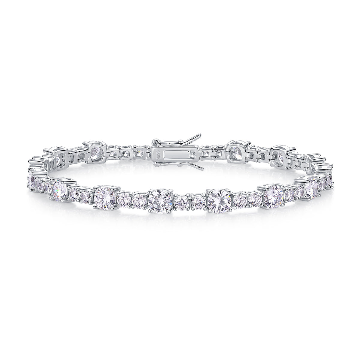 Set With Top-quality Moissanite, This Luxurious And Fashionable Light Luxury Trend Jewelry Silver Bracelet Is Made Of S925 Silver Electroplated With Platinum