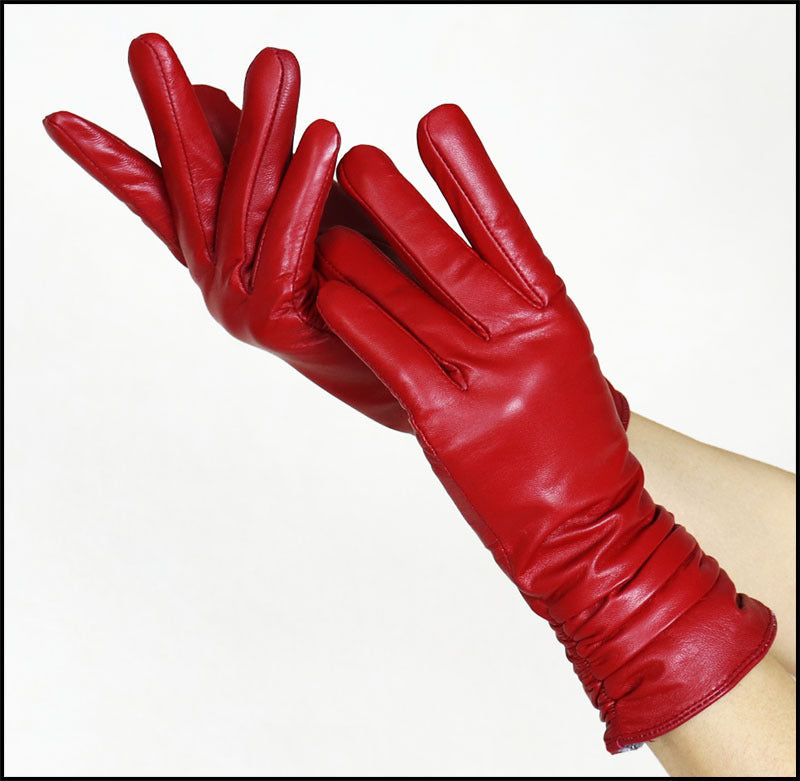 High-end Women's Sheepskin Gloves Leather Extended