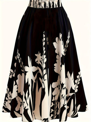 Elegant Chinese Style 3D Digital Printing Plant Flower Elegant Women's Skirt