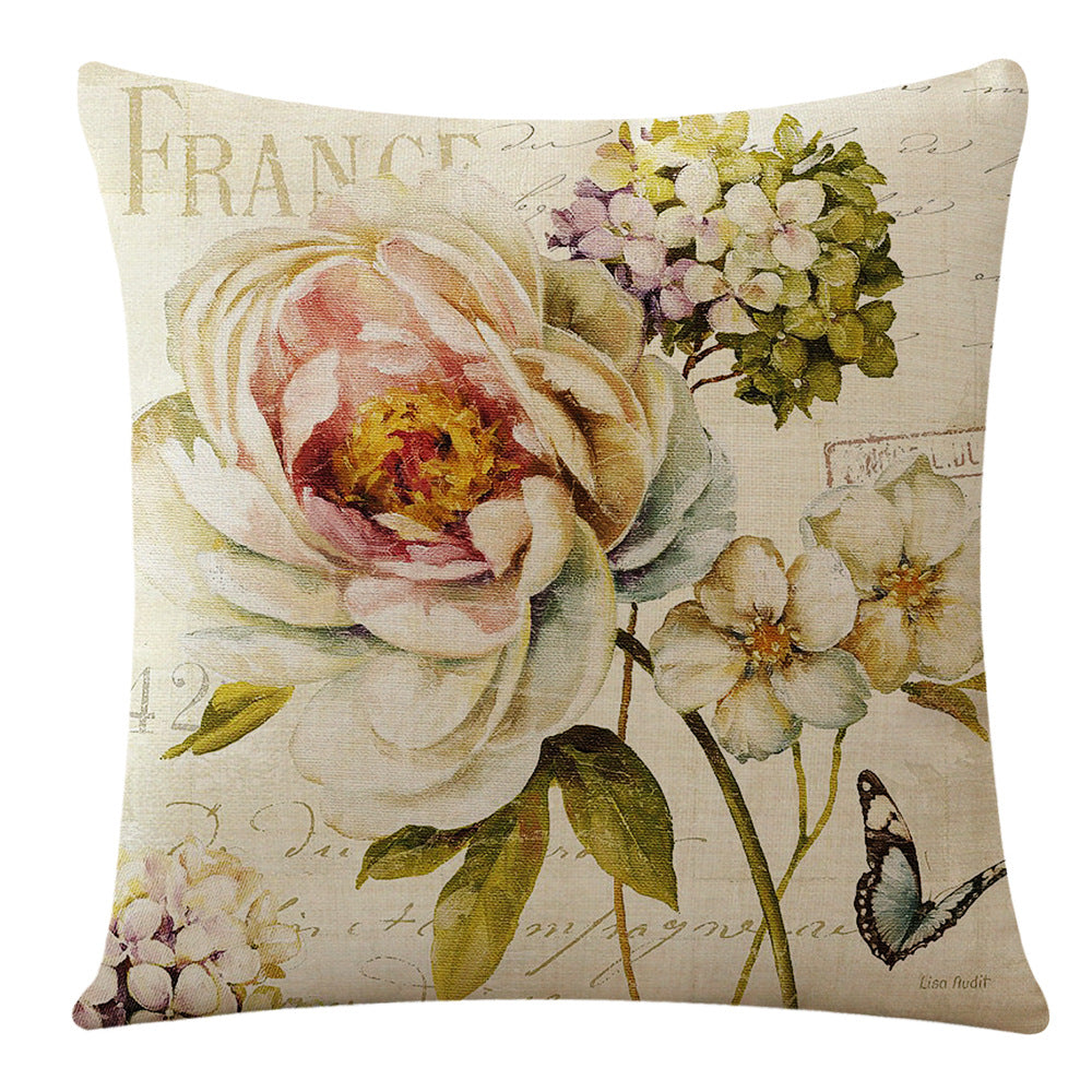 Flowers And Plants Flax Pillow Cover Ocean Series