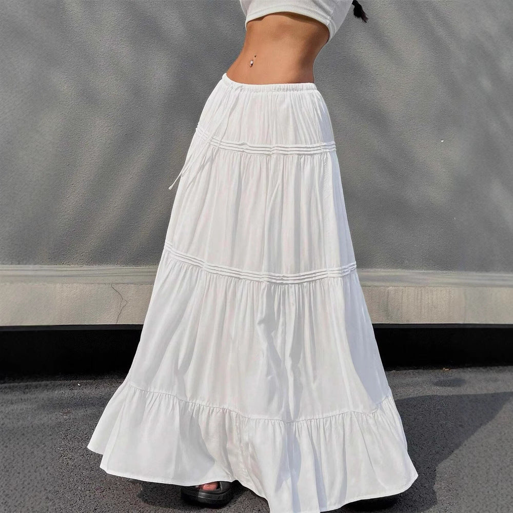 Style Elegant Big Hem Long Patchwork A- Line Skirt