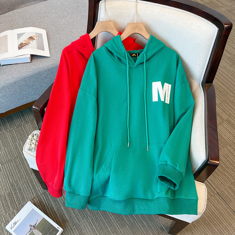 Loose And Slim Pullover Hooded Sweater For Women