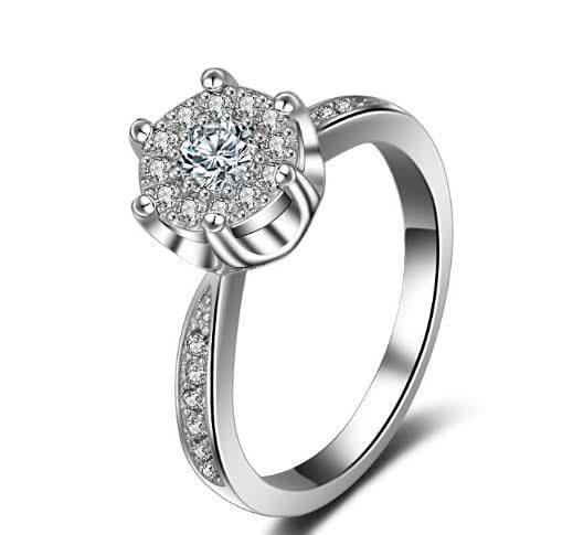 Fashion engagement ring delicate heart and soul zircon ring female jewelry - Eshtree
