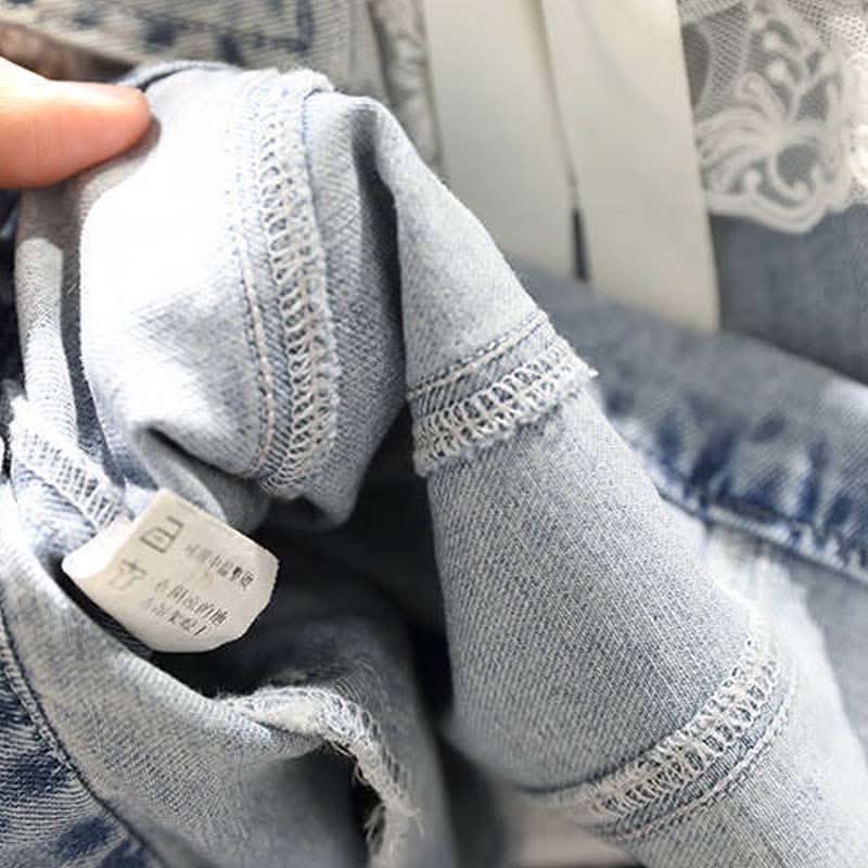 Fashion Girls Loose Western Style Lace Denim Jacket - Eshtree