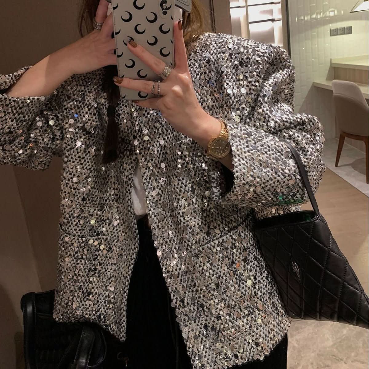 Fashion Sequined Luminous Blazer For Women - Eshtree