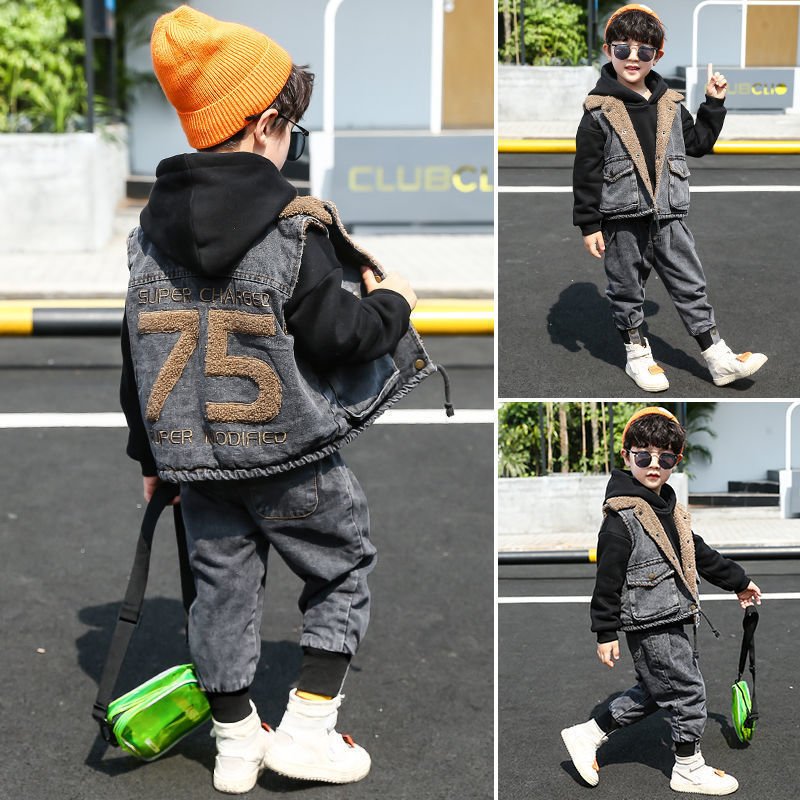 Fashion Simple Boy Winter Denim Suit - Eshtree