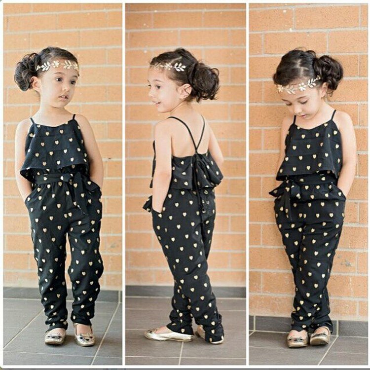 Fashion Summer Kids Girls Clothing Sets Cotton Sleeveless Polka Dot Strap Girls Jumpsuit Clothes Sets Outfits Children Suits - Eshtree