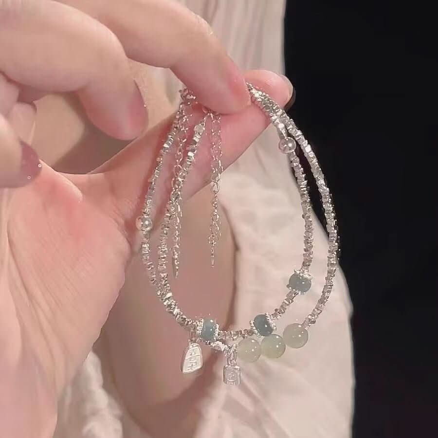 Fashionable Light - luxury Jade And Silver Nugget Bracelet - Eshtree